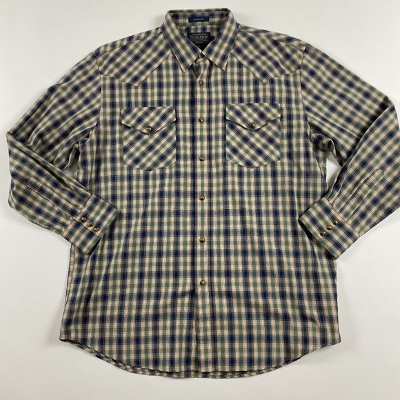 NWOT Pendleton Frontier Western Pearl Snap Shirt Mens Large Cotton Cowboy - Picture 1 of 13